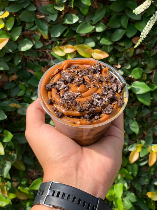 BROWNIE EN POTE DD DULCE DE LECHE CON OREO